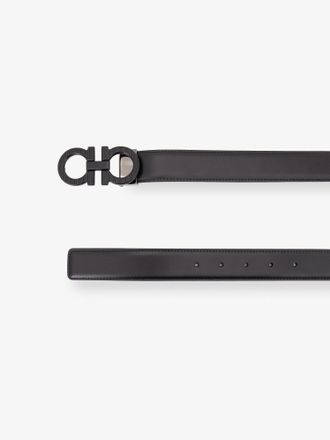 Ferragamo Mens Reversible Gancini Leather Belt Black