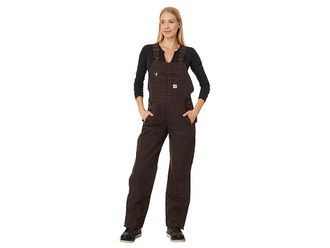 Carhartt Work in Progress Quilt-Lined Washed Duck Bib Overalls Womens Overalls One Piece Dark Brown : 2XL Regular, Cotton