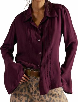 Free People Melrose Button-Down Top In Chocolate Grape