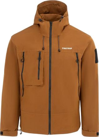Firetrap Heren Winddichte Capuchon Windbreaker (Bruin)