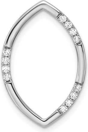 Diamond2Deal 14K White Gold Lab Grown Diamond Oval Chain Slide Pendant (0.12ct, VS, G-H)