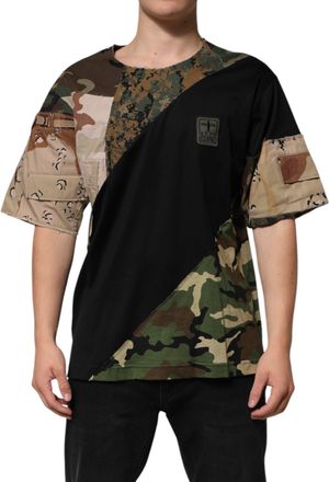 Dolce & Gabbana Multicolor Patchwork Cotton CrewNeck Mens T-shirt (Pre-Owned)