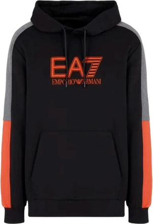 Emporio Armani Zwarte Sweater met Capuchon en Logo - Heren - Hoodies - Zwart - 2XL - Katoen - Hoodies & sweatvesten