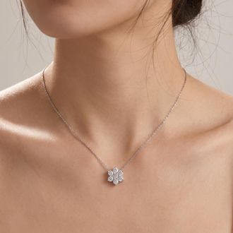 Pompeii3 1/2Ct 7-Stone Diamond Pendant 14k White Gold 18 Necklace
