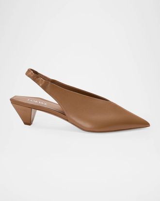 Loewe 45mm Origami Cubic Leather Slingback Pumps