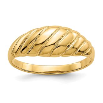 Diamond2Deal 14k Yellow Gold Polished Scalloped Dome Ring