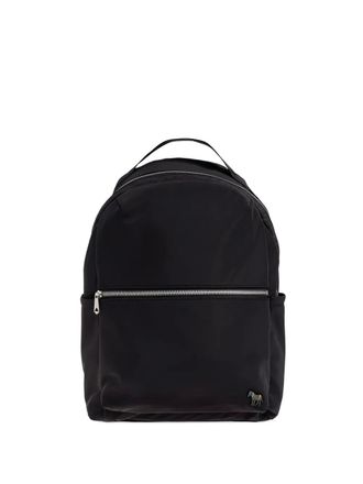 Paul Smith zebra-motif zip-up backpack - men - Recycled Polyester - One Size - Black