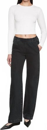 Enza Costa Cotton Denim Everywhere Pant In Washed Black