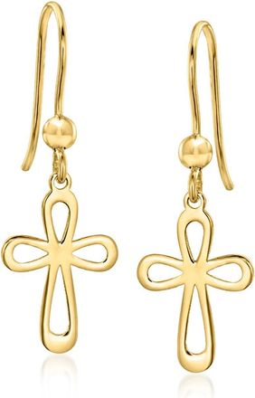 Ross-Simons Italian 10kt Yellow Gold Cross Drop Earrings