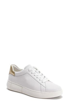 Kate Spade New York lift platform sneaker in Optic White/Pale Gold Leather at Nordstrom, Size 5