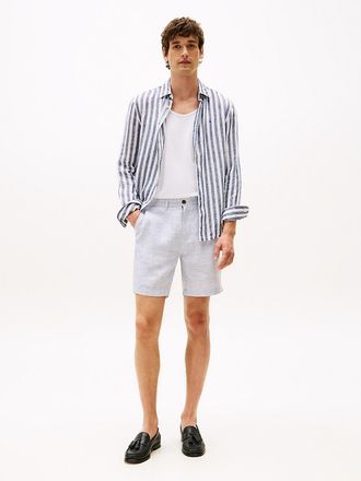 Tommy Hilfiger Mens Stripe Linen 7 Short - Audacious Blue Stripe - 44
