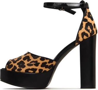 Cesare Gaspari Charm Pumps met Blokhak - Dames - Sandalen met hakken - Bruin - 38 EU - Leer - Schoenen