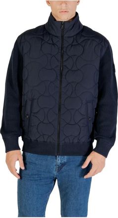 HUGO BOSS Jassen, Heren, Blauw, L, Katoen, Gewatteerd Herenjack voor Tussenseizoen