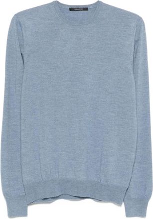 Tagliatore Truien & Vesten, Heren, Blauw, 2Xl, Wol, Wollen trui met ronde hals