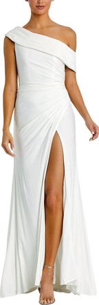 Mac Duggal Foldover Off-The-Shoulder Slit Gown
