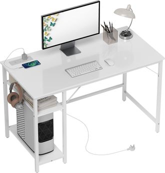 HOMCOM 120 x 60 cm Home Office Desk Reversible Study Table for Bedroom White | TJ Hughes
