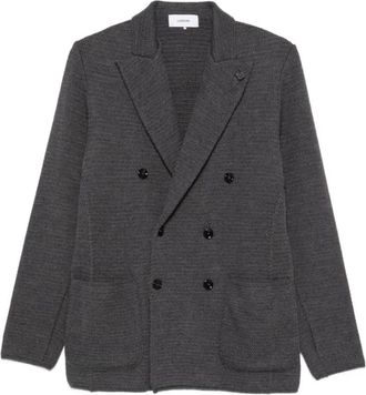 Lardini Gebreid double-breasted blazer - Heren - Blazers - Grijs - M - Jassen