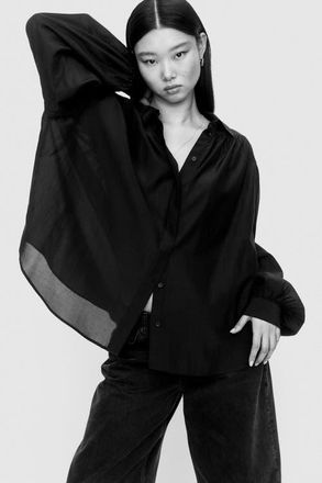H&M Gathered blouse in Black at Nordstrom, Size Xx-Small