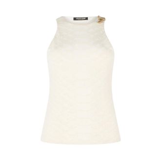Roberto Cavalli Snake Scale Sleeveless Top - female - Roberto Cavalli - Sleeveless Tops - White - L - Tops