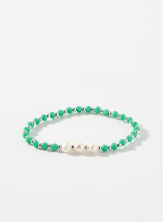Simons Womens Faceted bead and pearl bracelet