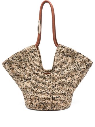 Zimmermann leather-handle woven beach bag - women - Calf Leather/Straw - One Size - Neutrals