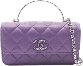 Chanel Pre-owned Matelasse Lamslederen 2way Schoudertas - Dames - Vintage Mini Tas - Paars - ONE Size - Leer - Vintage