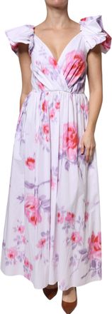 Alberta Ferretti Floral Cotton Maxi Womens Dress