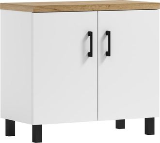 OEM Mueble Para Lavabo De Ba&ntilde;o Roco 80 De Roble Artesanal Blanco/dorado