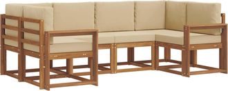 vidaXL Conjunto De Sof&aacute;s De Exterior 6 Uds. Natural Y Beige Vidaxl