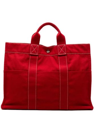 Herm&egrave;s 2000-2010 Canvas Sac Deauville MM tote bag - Red