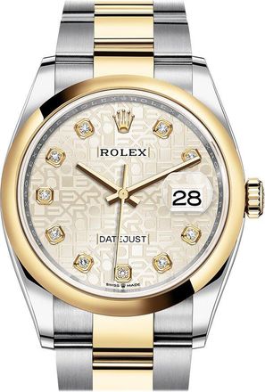 Rolex Datejust 36 Silver Jubilee Dial Automatic Mens Steel and 18k Yellow Gold Oyster Watch 126203SJDJ