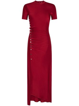 Paco Rabanne Gesmockte jersey maxi-jurk - Rood
