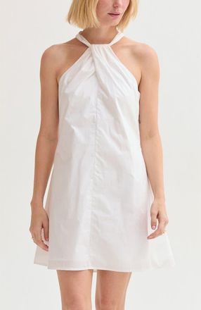 Crescent Halter Poplin Mini Dress in White at Nordstrom, Size X-Small