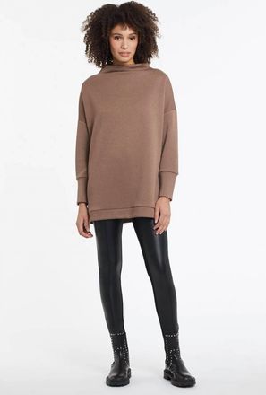 Tribal Verona Vegan Leather Combination Leggings In Black