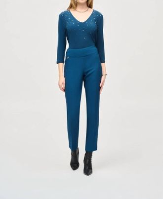 Joseph Ribkoff Fux Twill Slim Pants In Nightfall