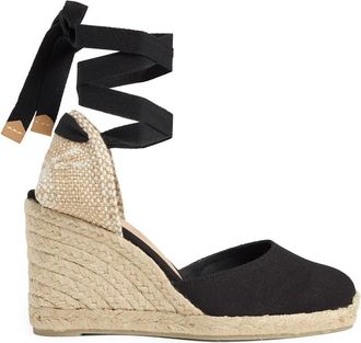 Castaner Carina/8/001 9 cm Wedges - Dames - Sleehakken - Zwart - 41 EU - Katoen - Schoenen