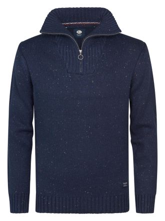 Petrol Industries Heren Gebreide Half-Zip Trui Denver - Blauw