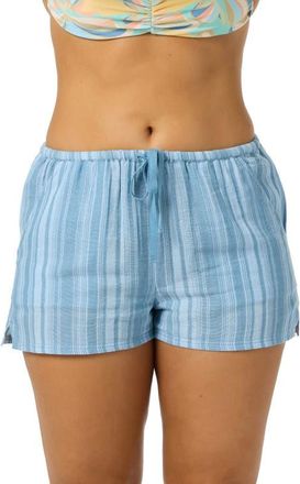 O'Neill Brenda Waves Stripe Shorts in Chambray Blue at Nordstrom, Size Xx-Large
