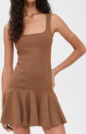 Retrofête Matson Knit Mini Dress In Metallic Hazelnut