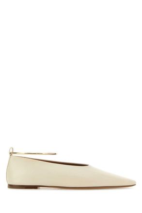 Jil Sander Ivory Leather Ballet Flats