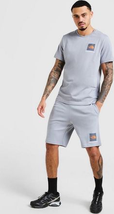 The North Face Mens Mens Small Box Short Sleeve Co-ord Shorts Set in Tradewinds Grey Cotton - Size X-Large