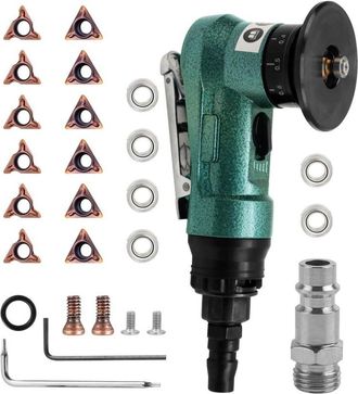 OEM Herramienta Neum&aacute;tica Port&aacute;til Y Ligera Para Biselar, Fabricada En Aluminio, Con &Aacute;ngulo De 45&deg;, De Color Verde. Incluye 6 Cuchillas En R, 6 Cuchillas 