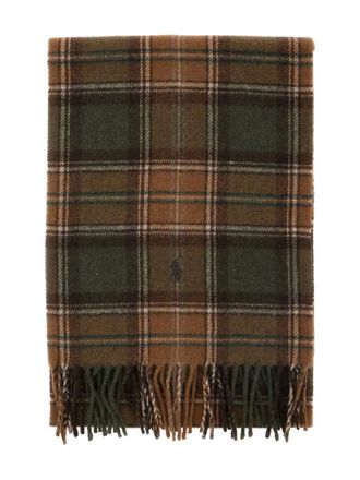 Polo Ralph Lauren Sciarpa a quadri con logo ricamato - Marrone