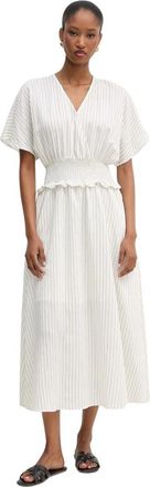 Liu Jo Geklokte midi jurk - Dames - Casual kleedjes - Beige - M - Polyester - Kleedjes