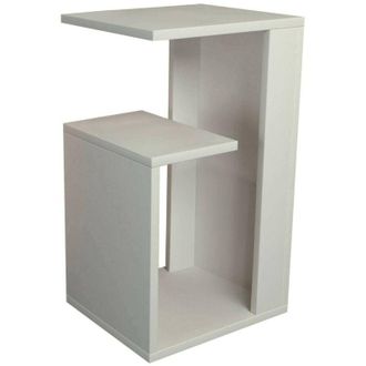 Dmora Tavolino da salotto Karnot, Tavolo basso da caff&egrave;, Portariviste per divano, Ripiano da soggiorno, 35x30h60 cm, Bianco - Dmora