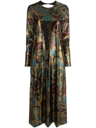 La DoubleJ Abito Swank a fiori con paillettes - Giallo