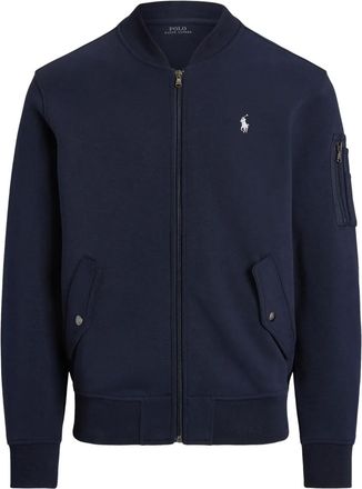 Polo Ralph Lauren Felpa stile bomber con ricamo e zip - Blu