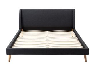 VENTE-UNIQUE.COM Base de cama poli&eacute;ster gris antracita, beige 180 x 200 cm