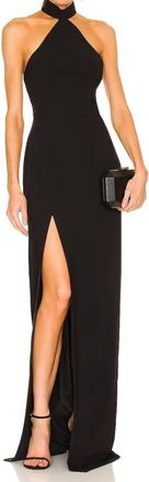 Amanda Uprichard Queen Crown Halter Gown In Black
