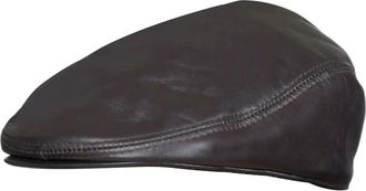 TruClothing Real Leather Flat Cap Ivy Newsboy Peaked Golf Cabbie Hat